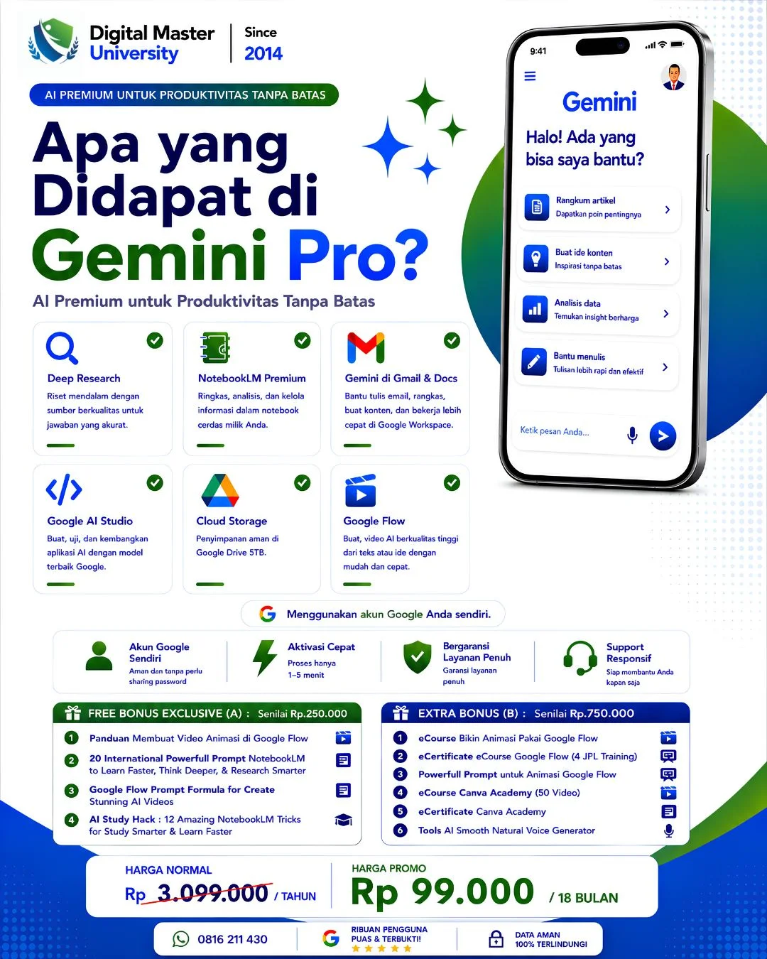 Paket Langganan 18 Bulan Google One + Gemini Pro + Veo 3.1
