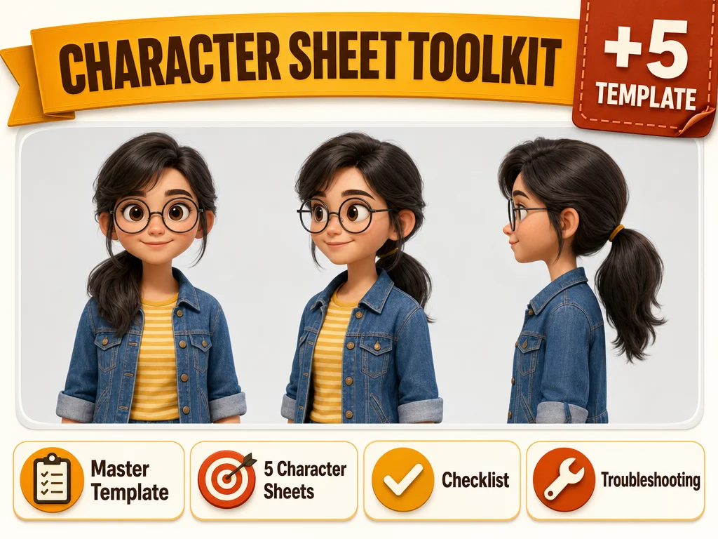 Character Sheet Toolkit - Template Master + 5 Character Sheet + Checklist + Cheatsheet